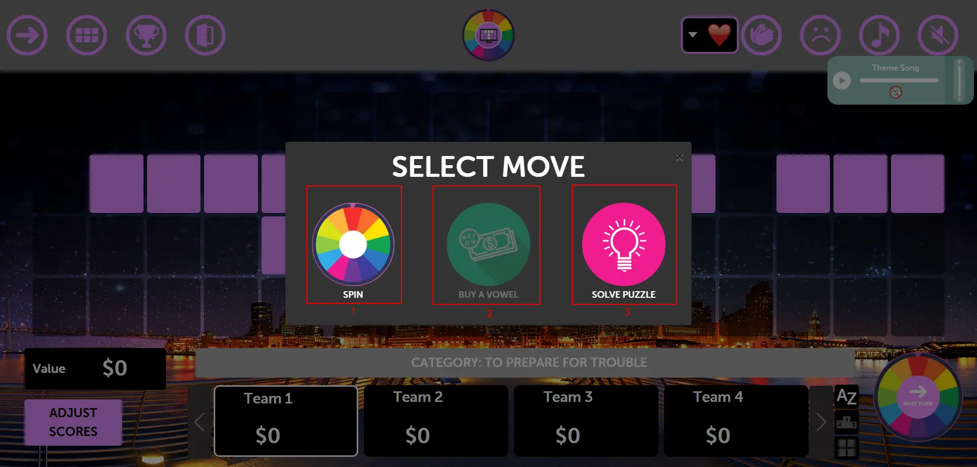 Basic Mode - Wheel Game in Action