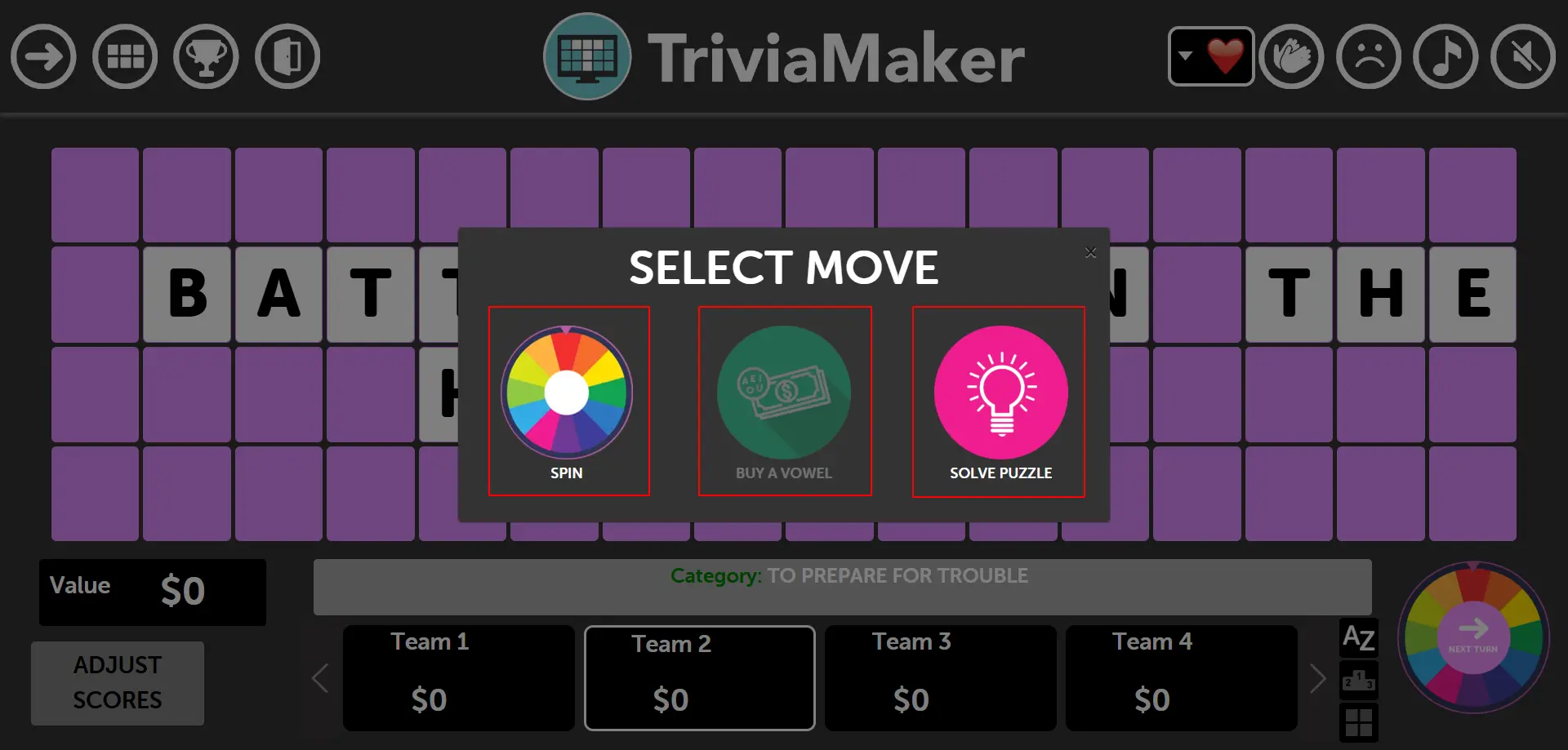 Wheel Controller-Presenter Mode - Select Move Modal