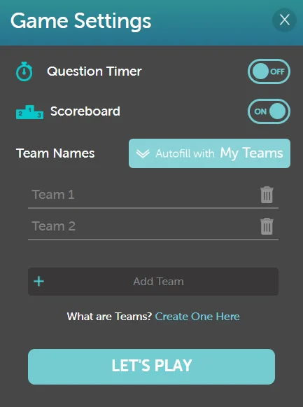 Basic Mode - Game Settings