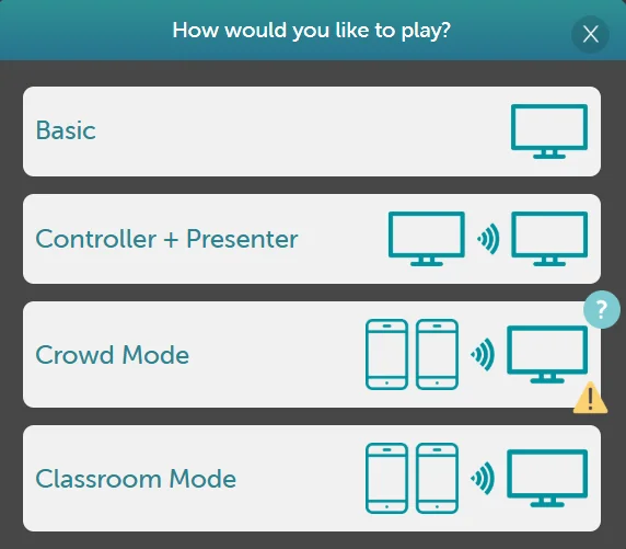 Game Play Popup - Select Game Mode