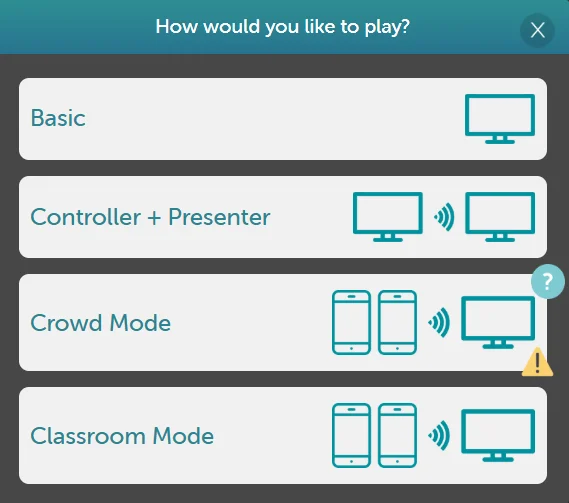 Game Play Popup - Select Game Mode