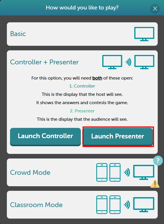 Presenter Mode - Audience Screen