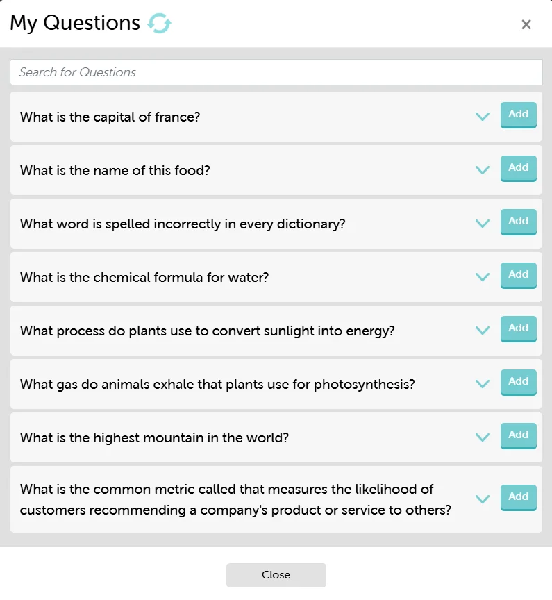 Add Questions From the Library