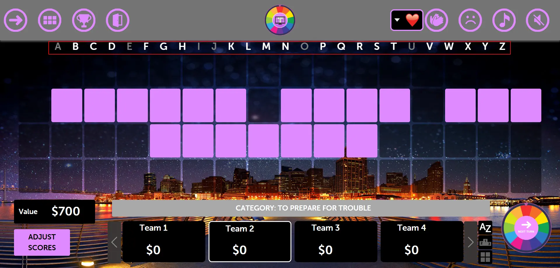 Wheel Basic Mode - Guess the Letter Screen