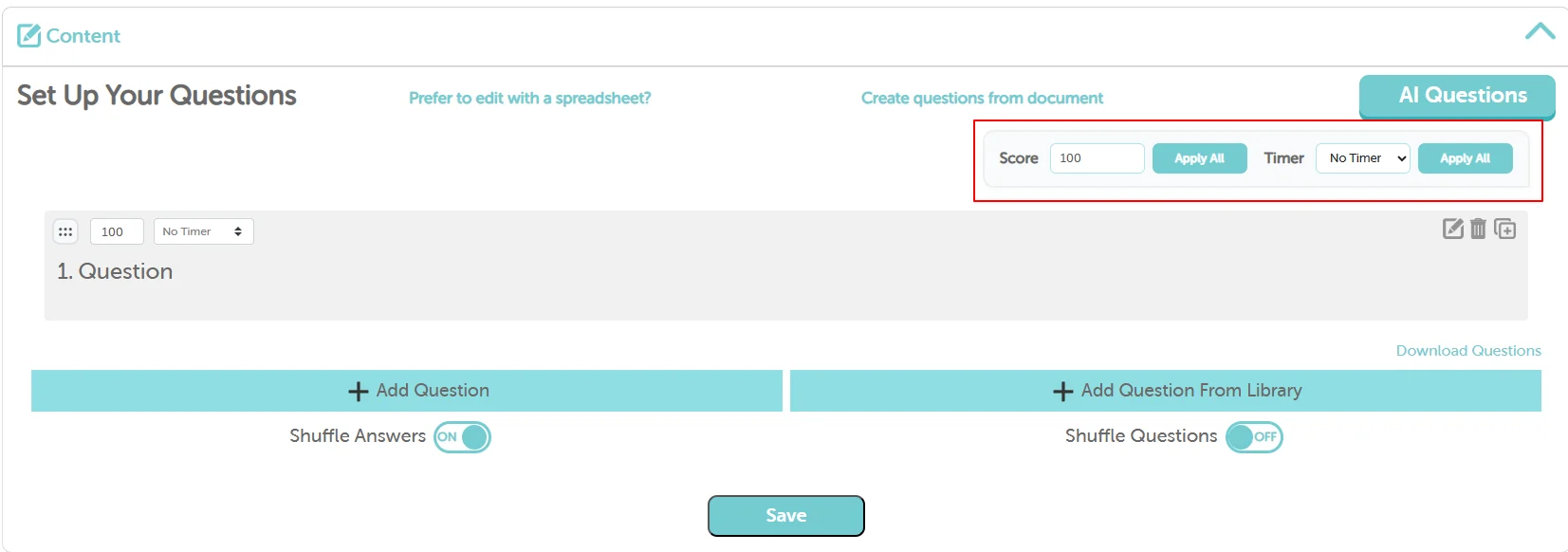 Apply All Score and Timer