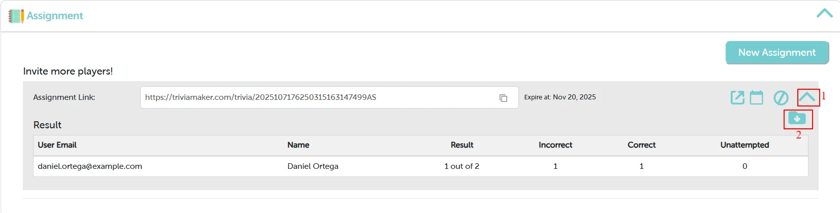 Assignment Mode - View and Download Results