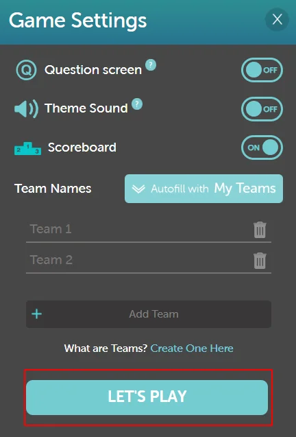 Basic Mode - Game Settings