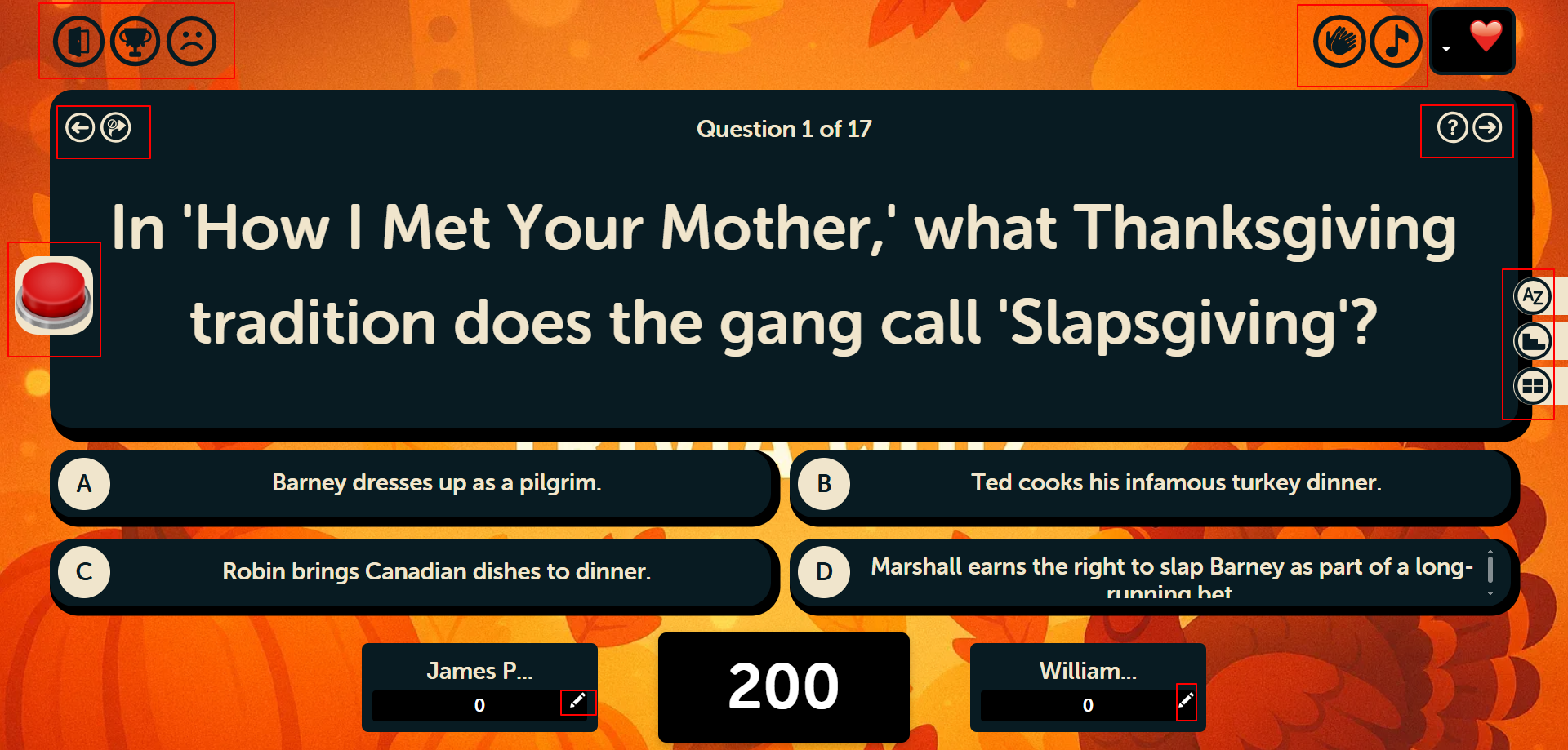 Controller Screen - Question Display with Answer Options