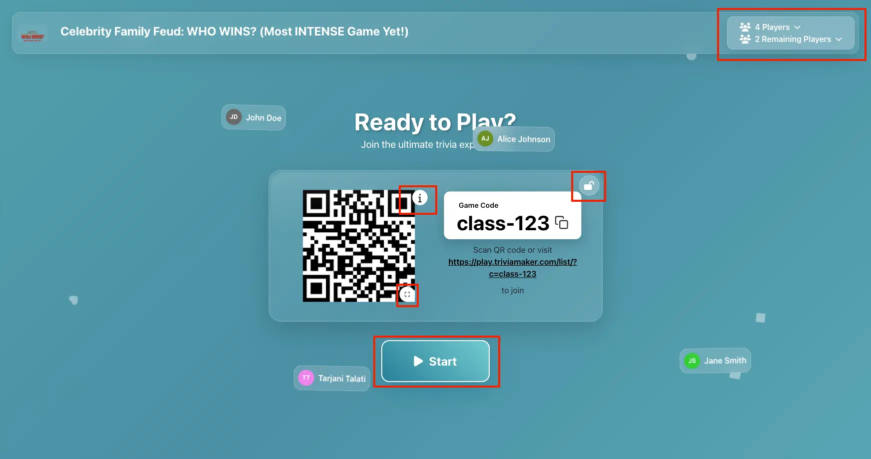 Classroom Mode - Welcome Screen with QR Code