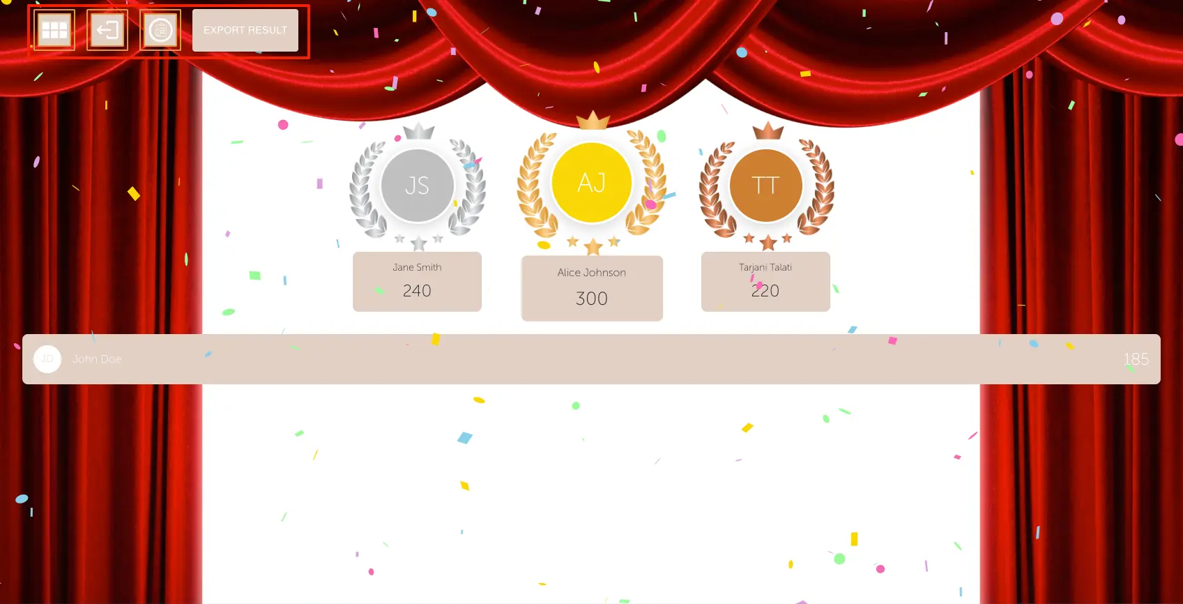 Classroom Mode - Winner and Results Screen