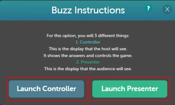 Controller + Presenter Buzz mode - Player View