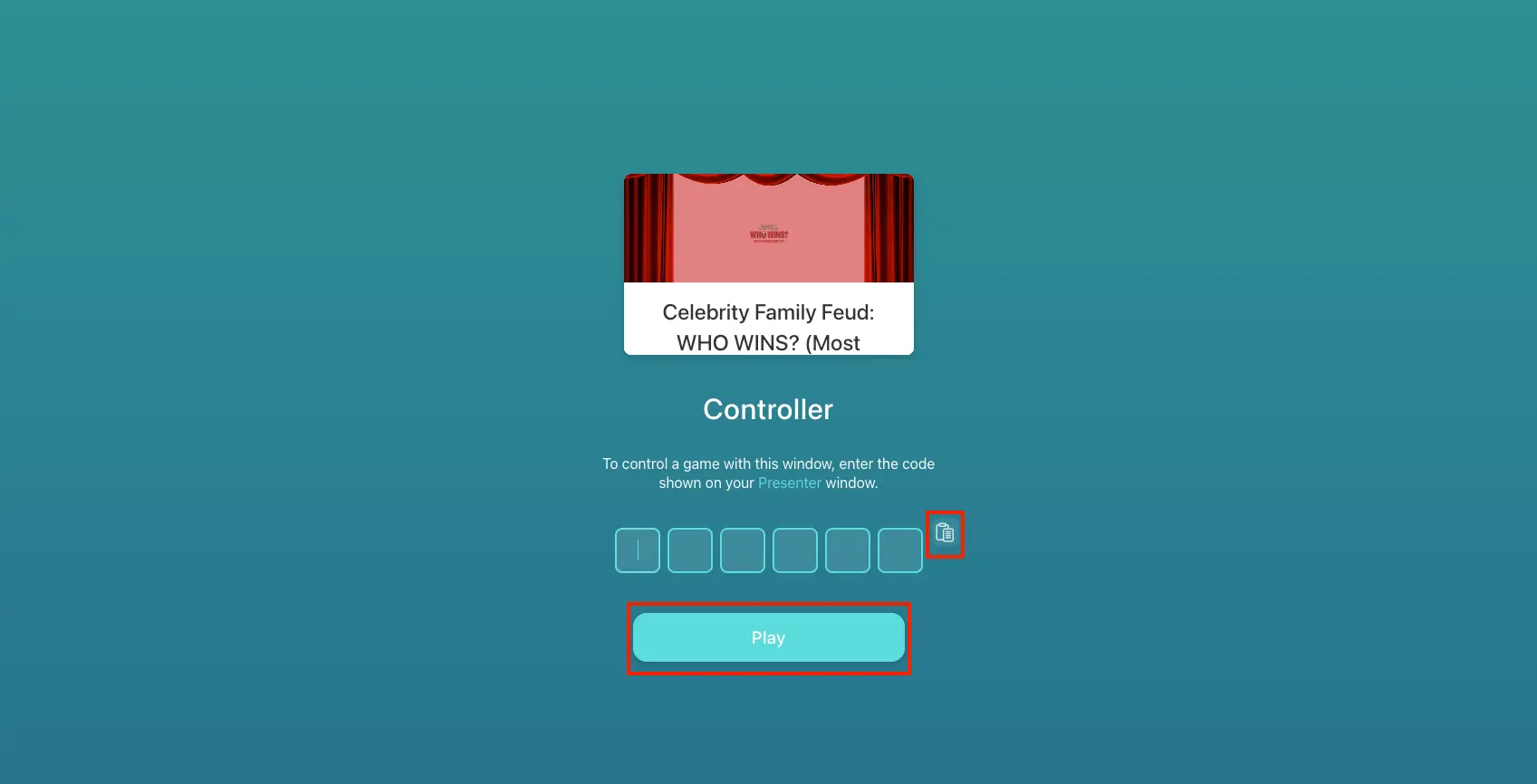 Controller Screen - Host Control Panel