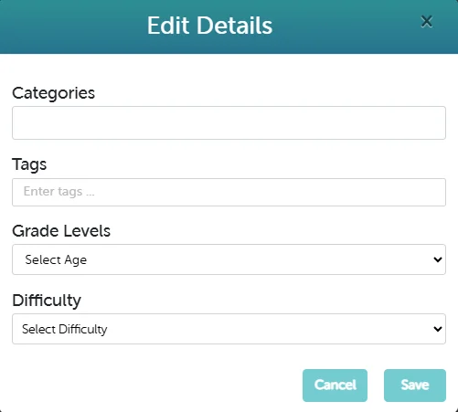 Edit Details Popup Window