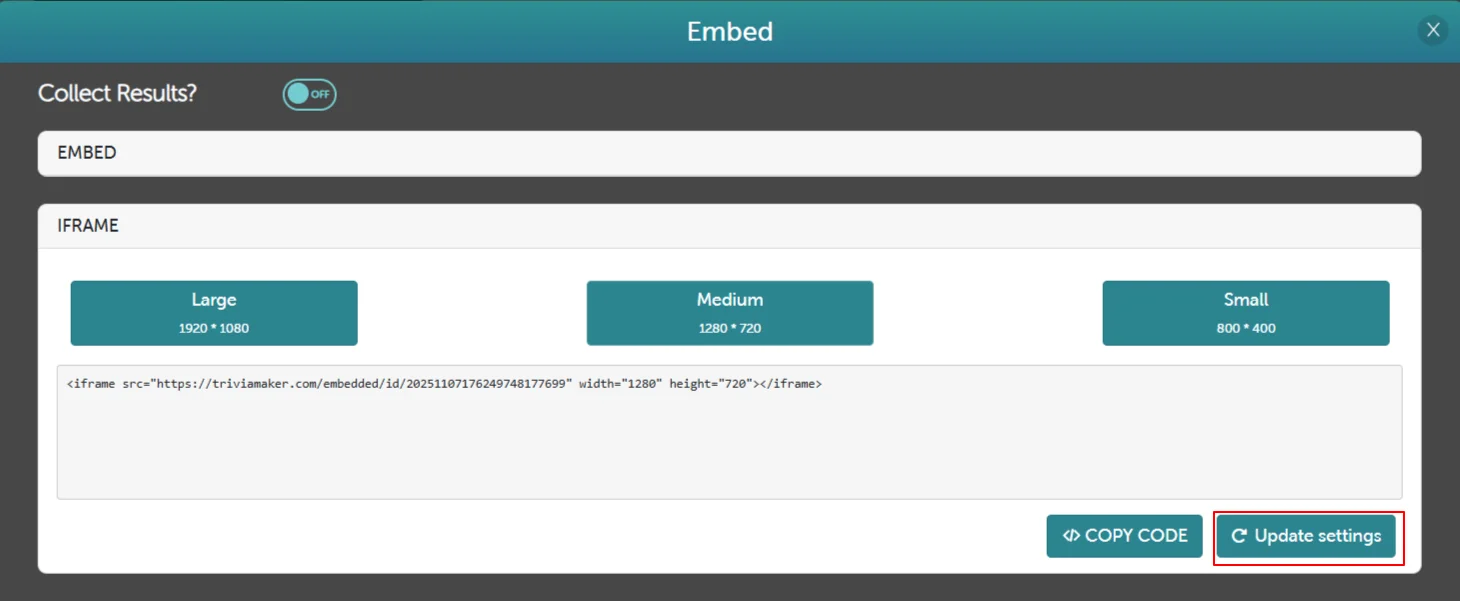 iFrame Mode - Copy Code