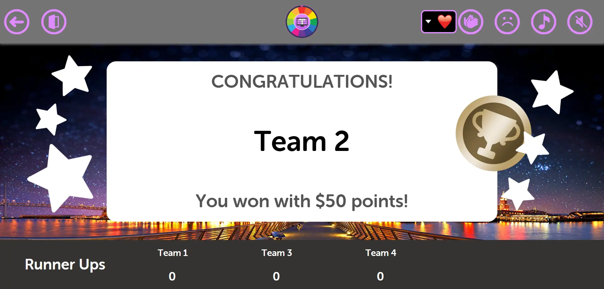 Wheel Basic Mode - Final Winner Screen