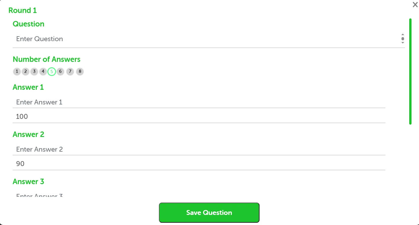 Manually Add a New Question for List Game - Step 2