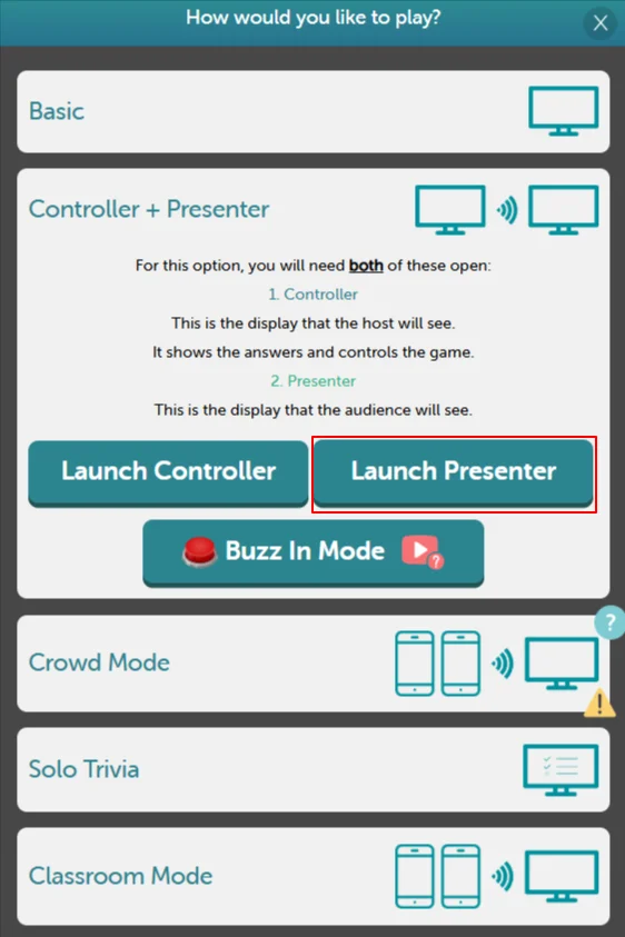 Presenter Mode - Audience Screen