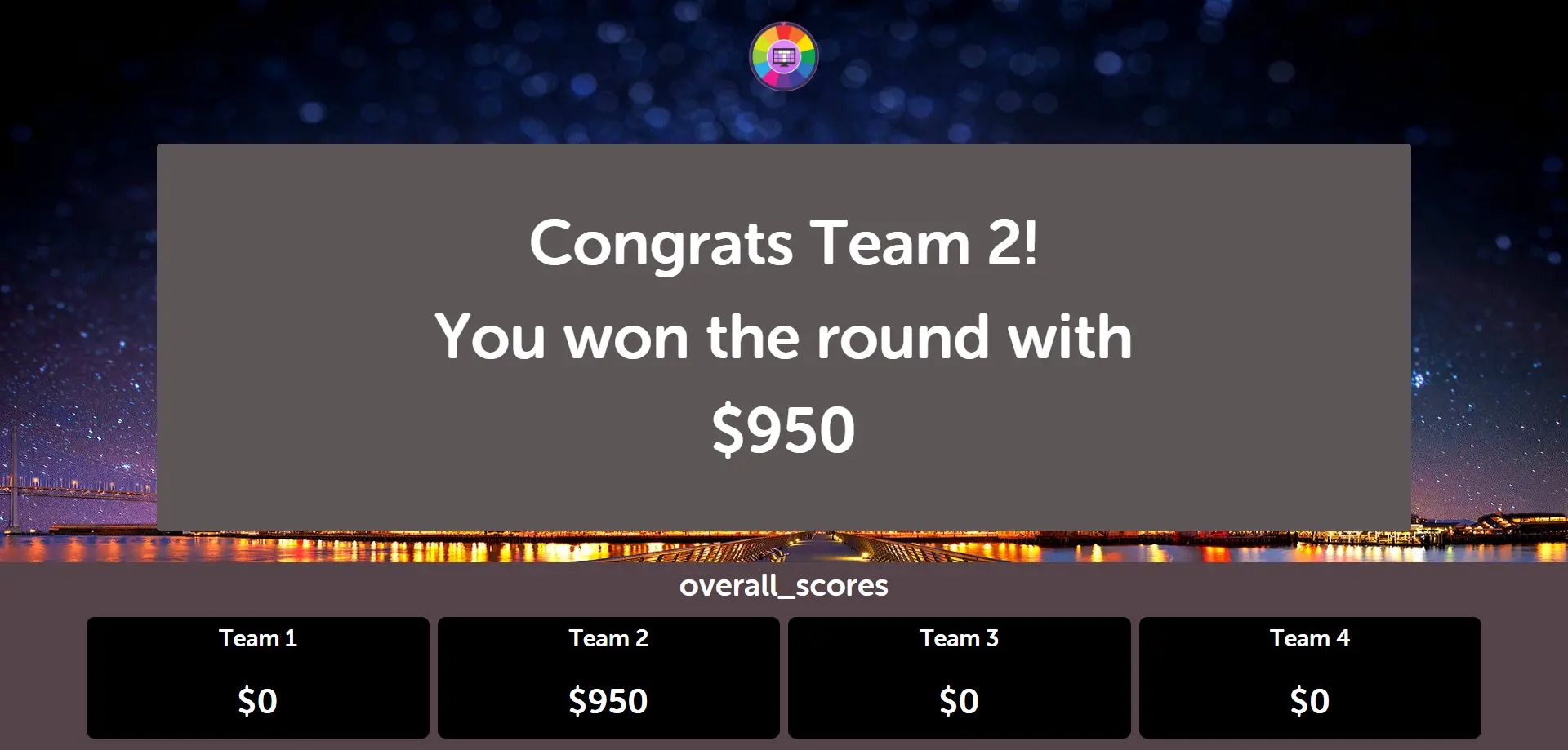 Wheel Controller-Presenter Mode - Presenter Round Winner Screen