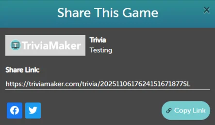 Share Solo Quiz - Social Media Options