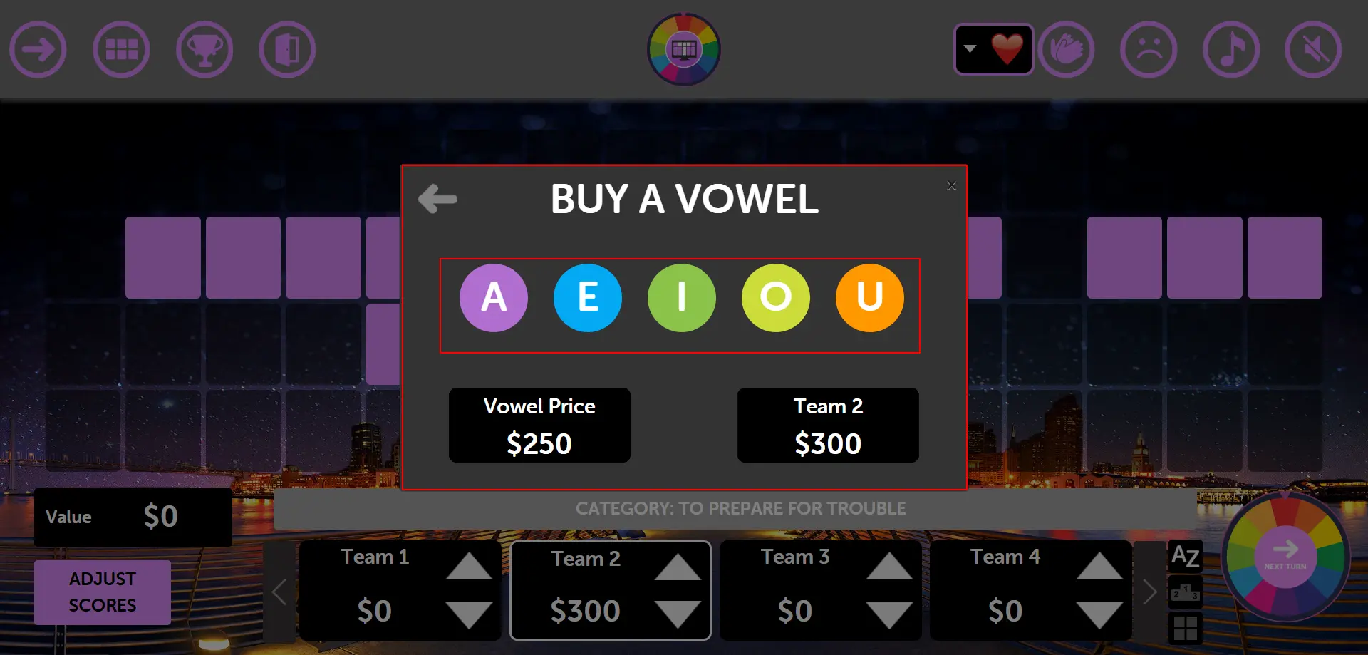 Wheel Basic Mode - Buy a Vowel Modal