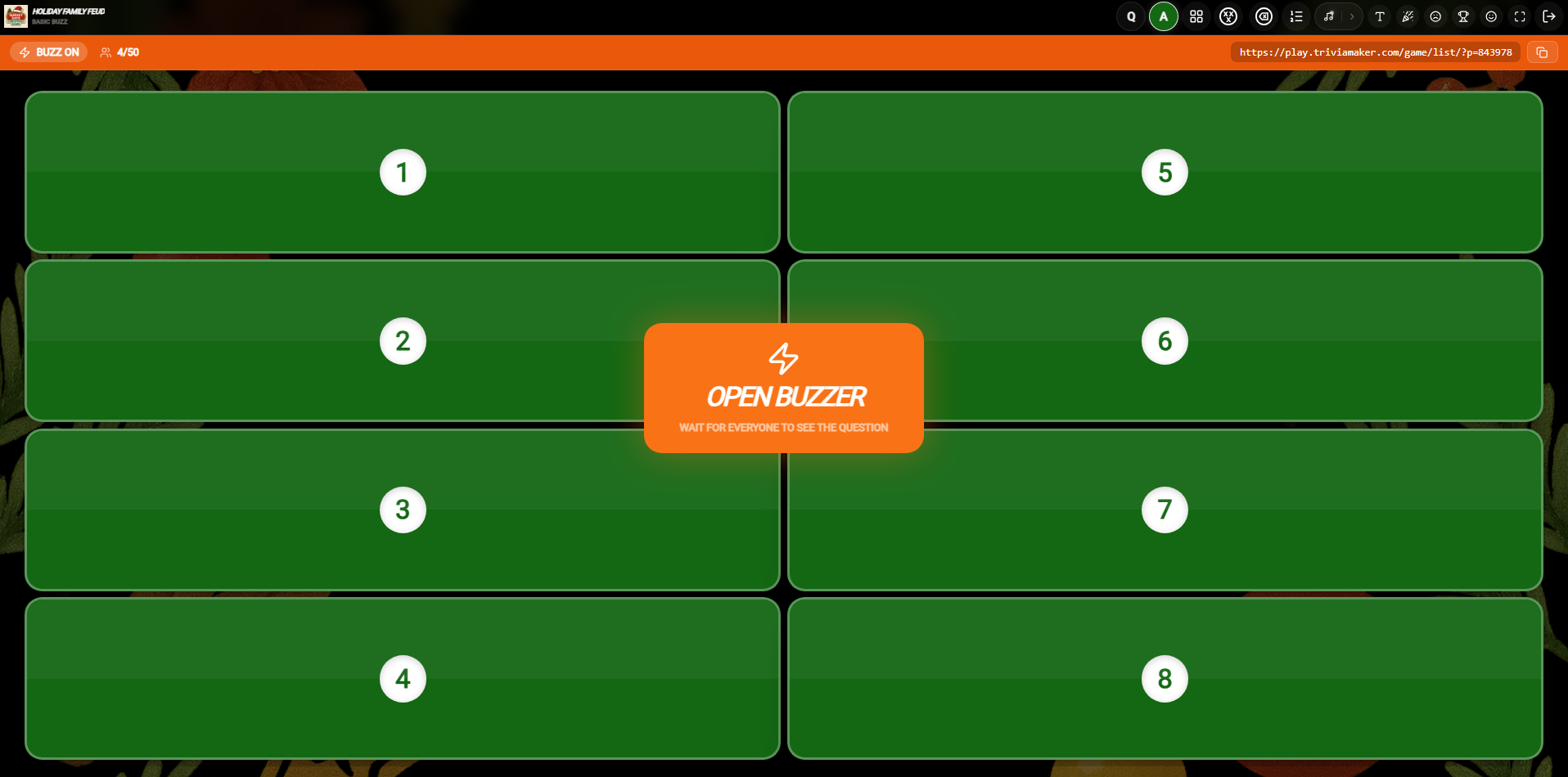 Host Open Buzzer Screen
