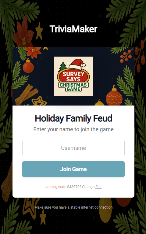 Participant Joining Screen