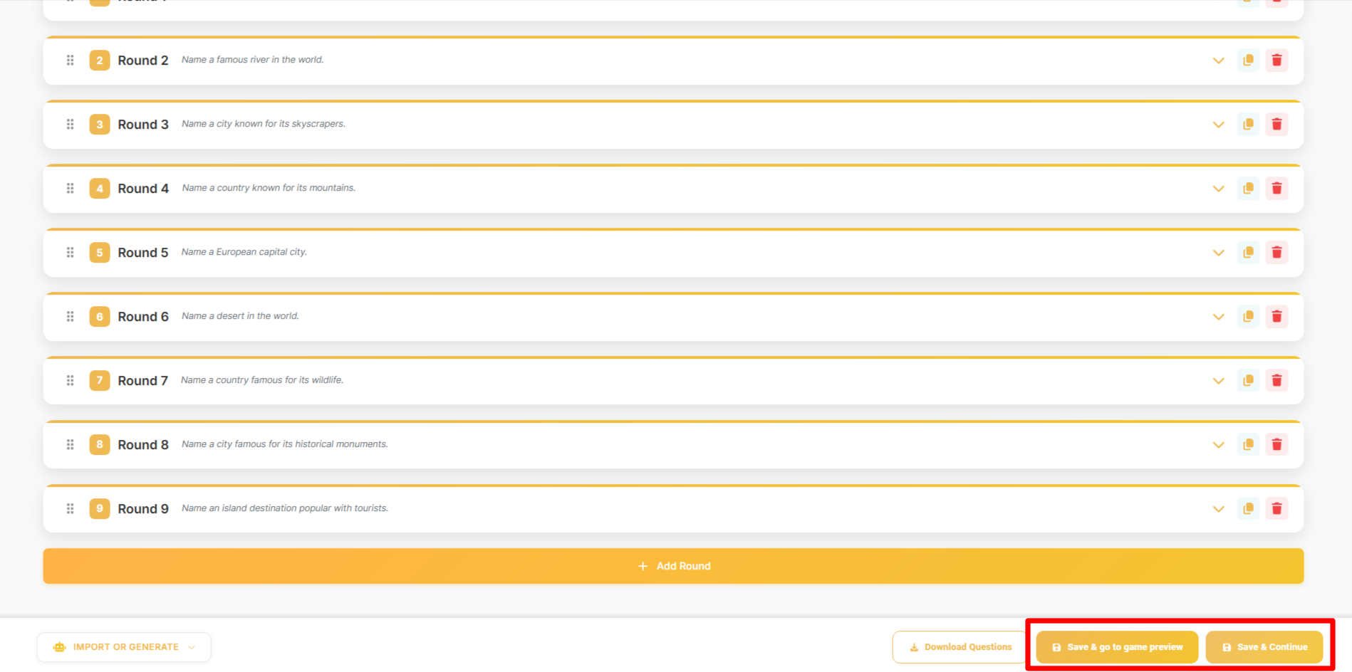 Edit Question Page and Save Options
