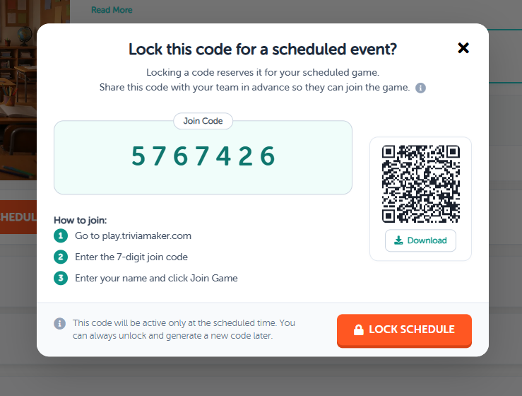 Locking the Schedule (Max 30 Days)