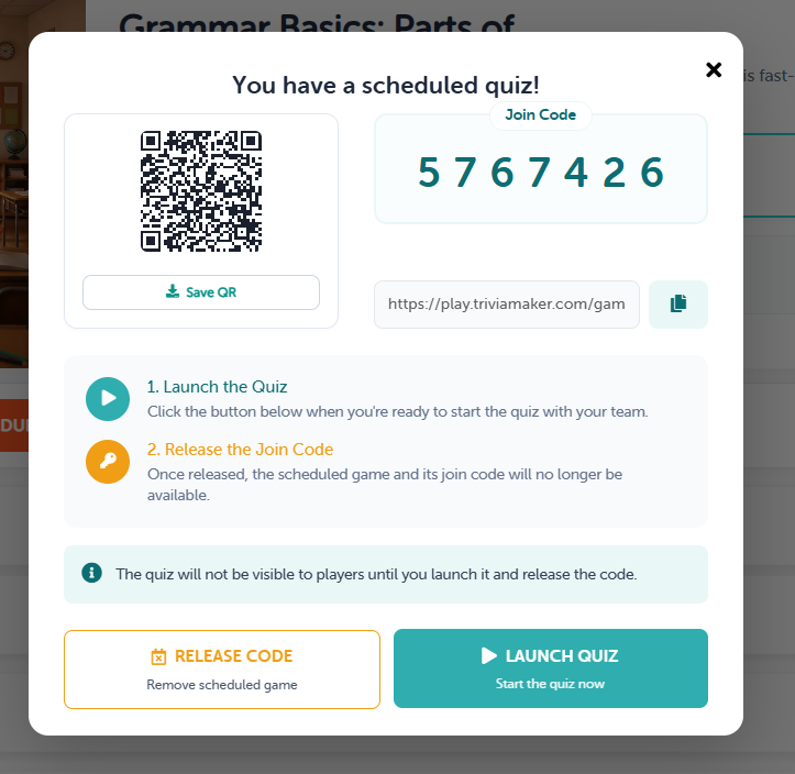 Launching Quiz and Releasing Code
