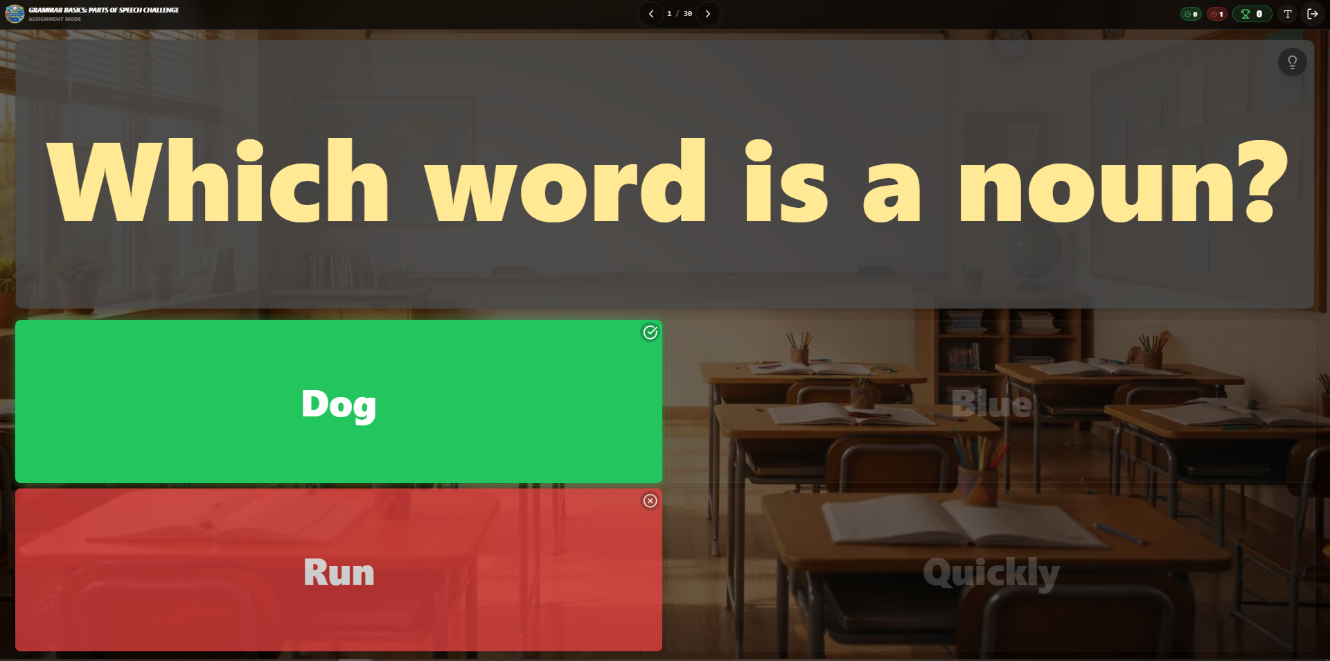 Answer Feedback showing Red and Green highlighting