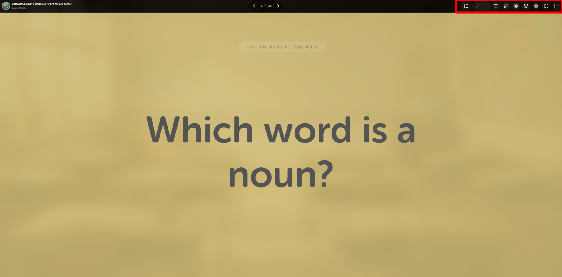 Gameplay Question Screen
