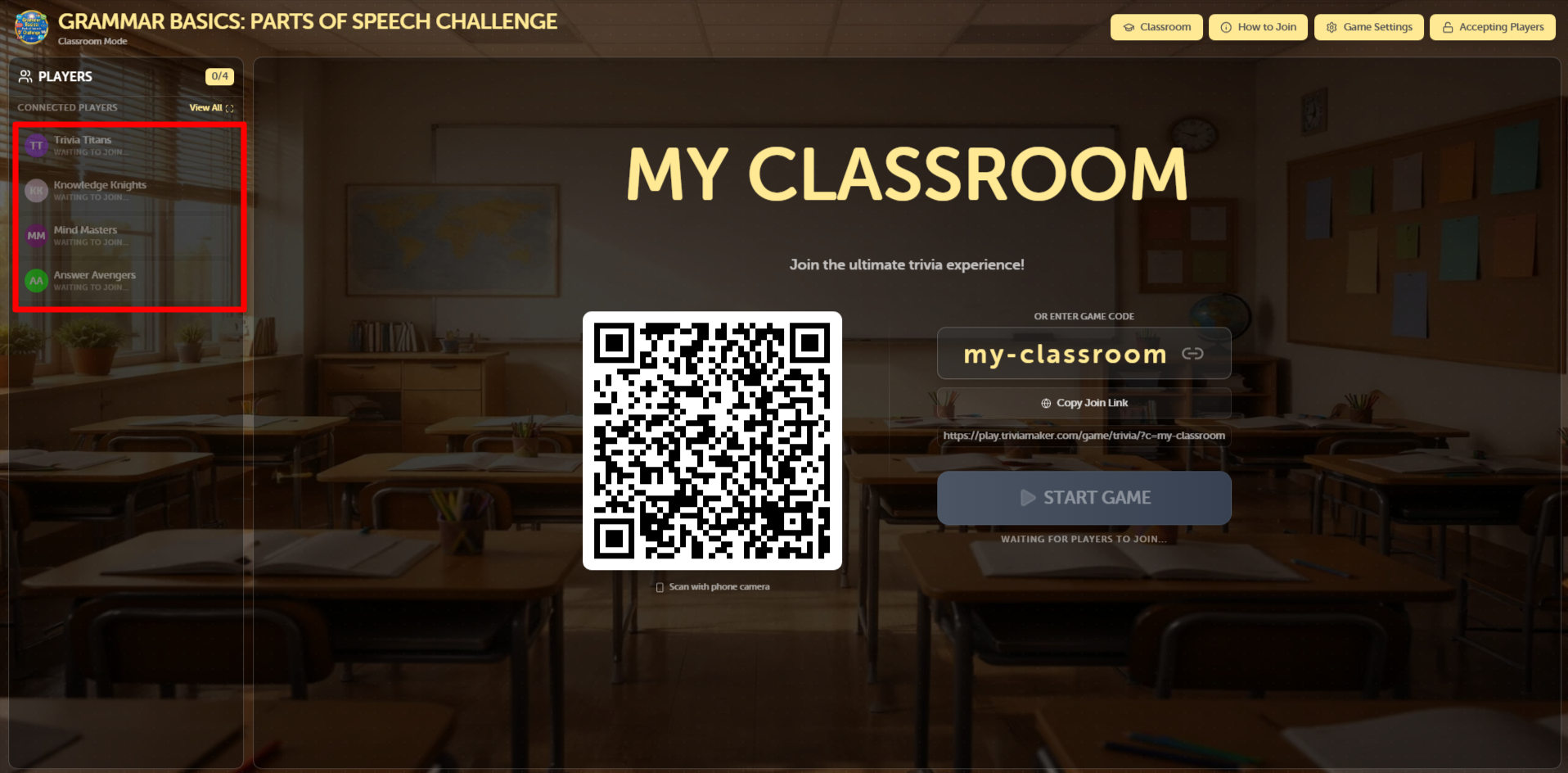 Classroom Selection Modal