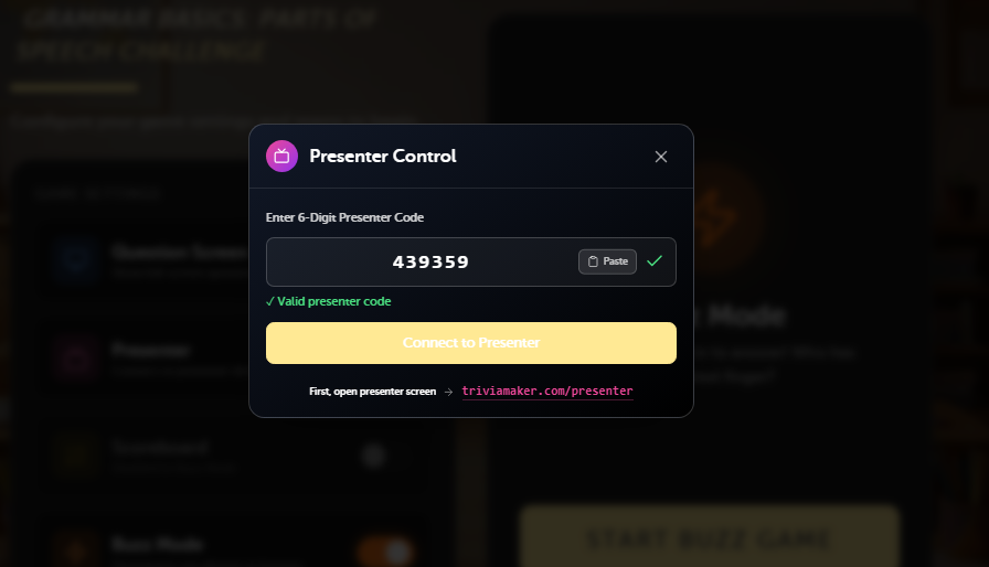 Enter Presenter Code