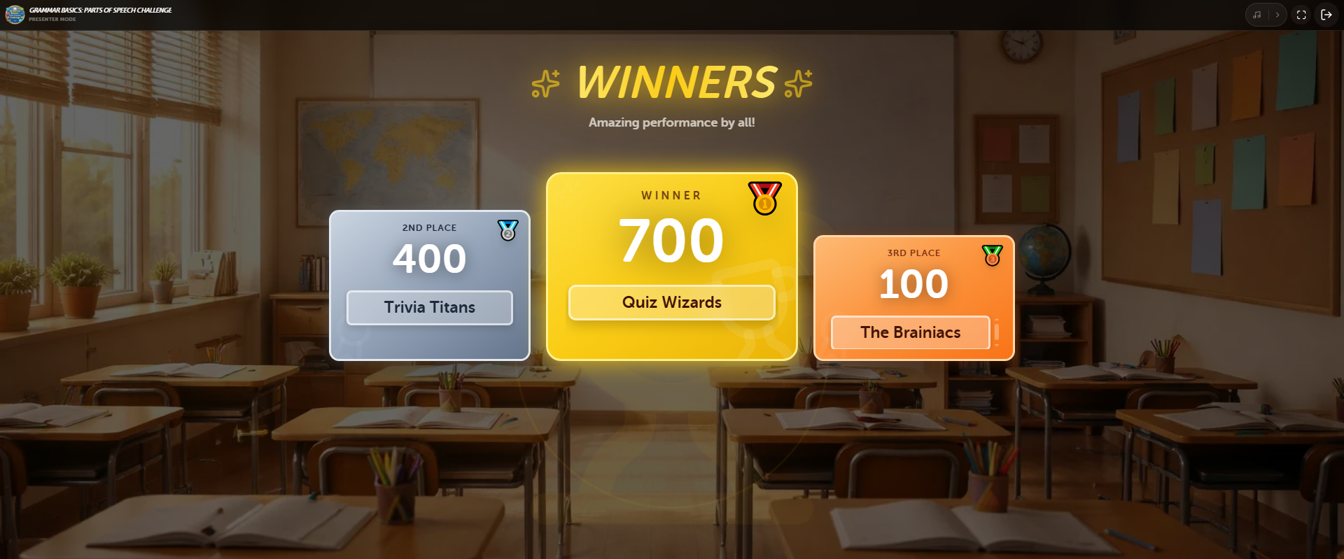 Host Winner Screen