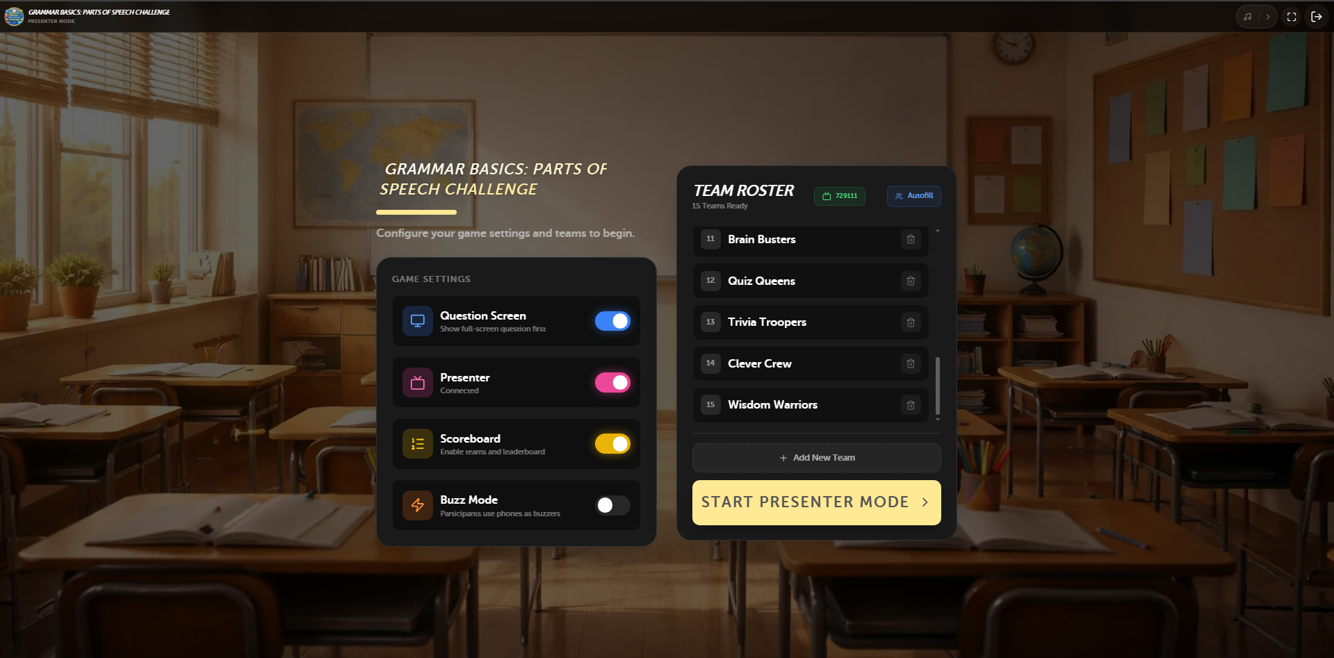 Controller Presenter Trivia Mode