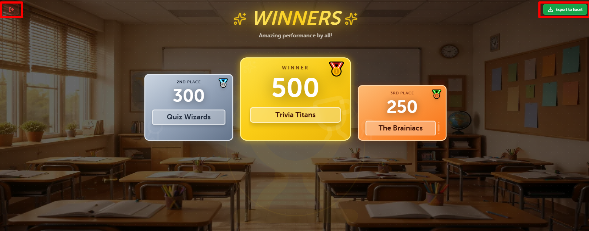 Host Winner Screen
