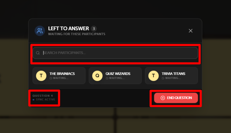 Left to Answer Modal