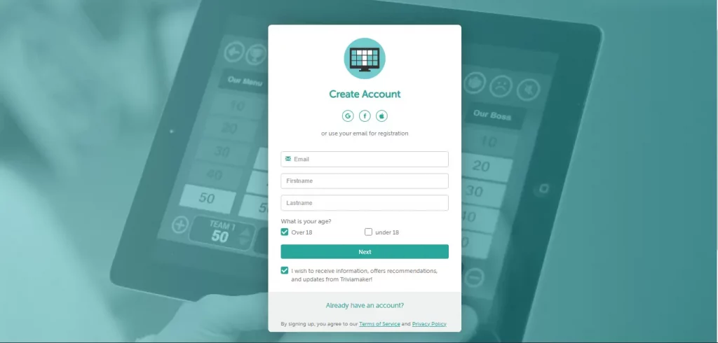 TriviaMaker-login-or-Signup