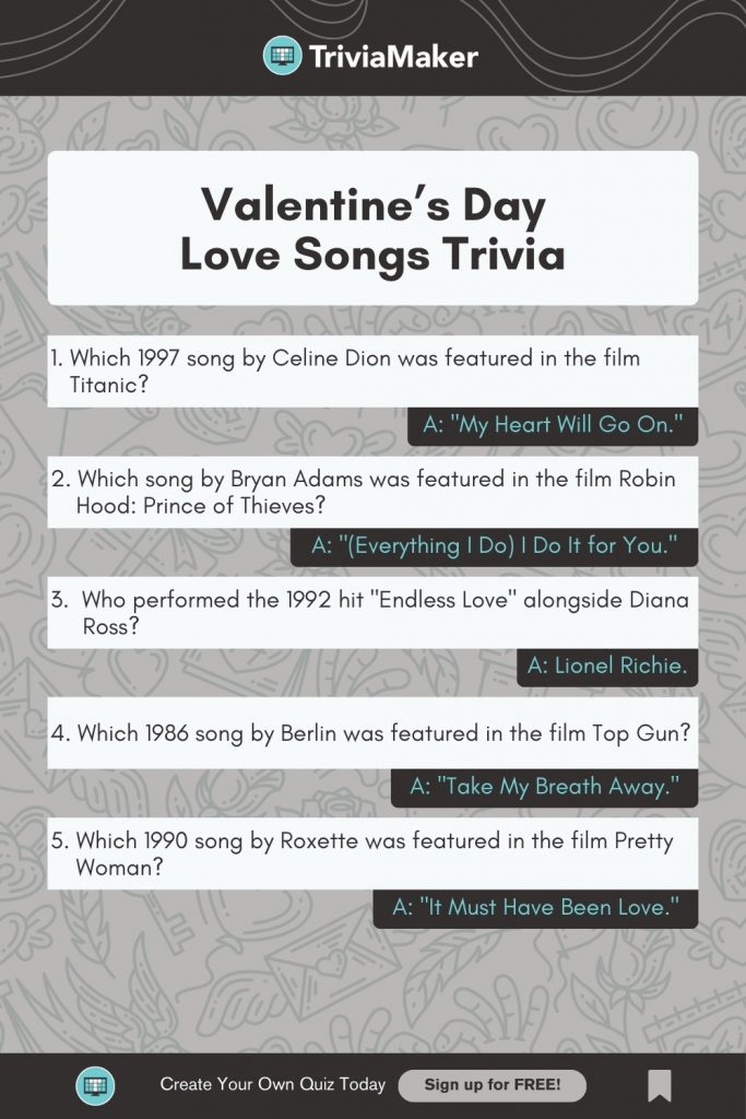 Valentine’s Day Love Songs Trivia (2)