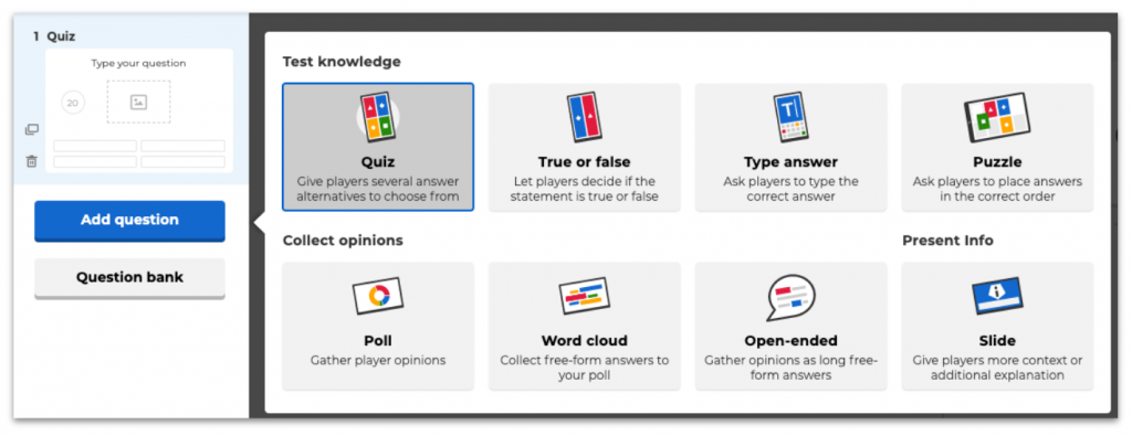Kahoot Question types
