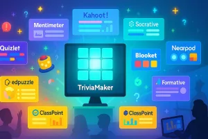Visual comparison of top Quizizz alternatives like Kahoot, Mentimeter, Blooket, Quizlet, Socrative, and Nearpod.