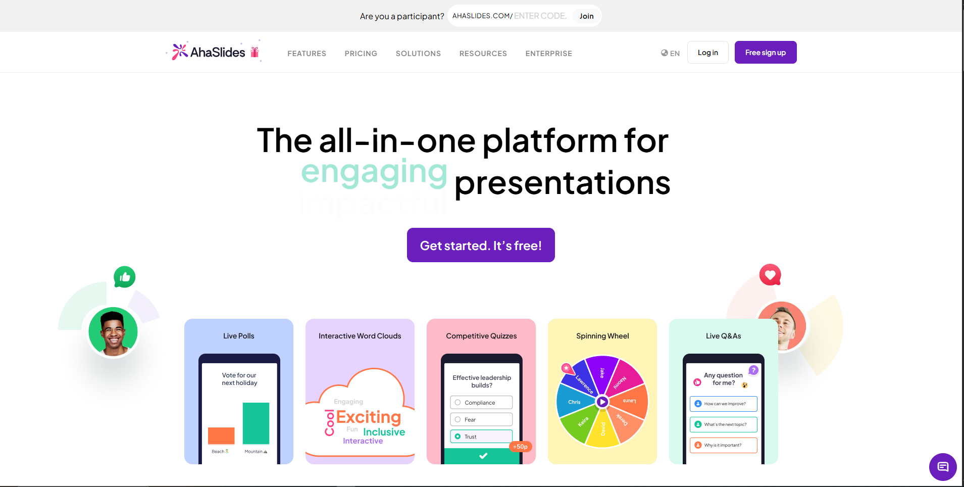 AhaSlides homepage