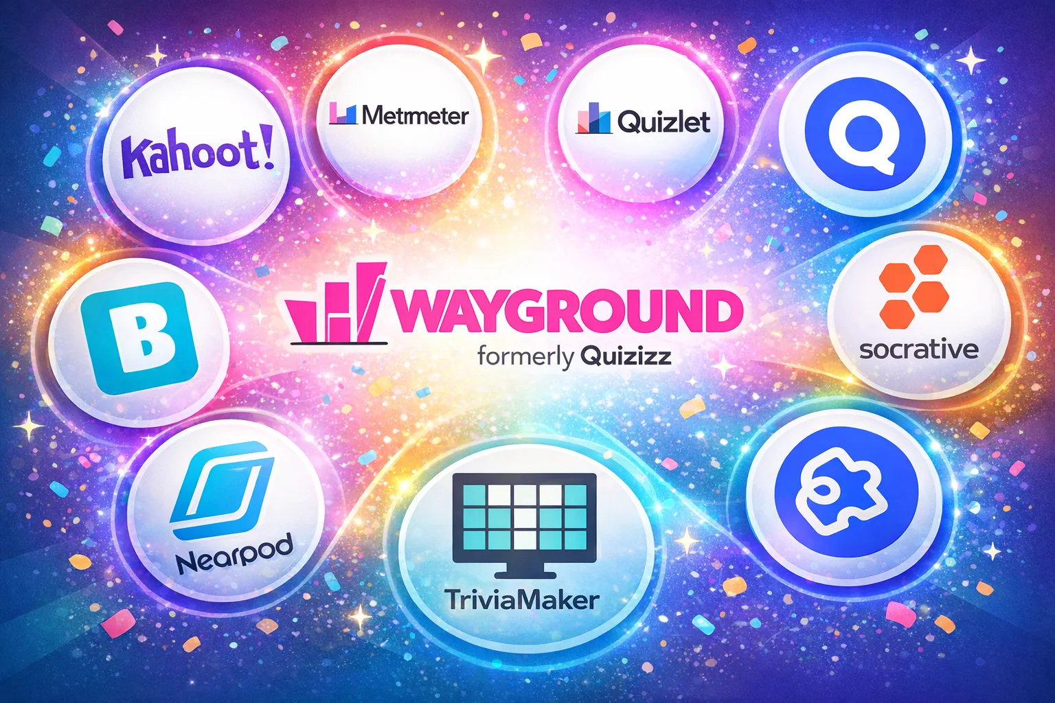 Visual comparison of top Quizizz alternatives like Kahoot, Mentimeter, Blooket, Quizlet, Socrative, and Nearpod.