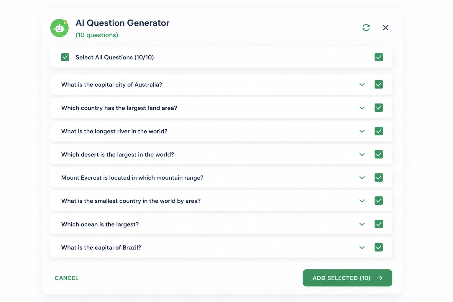 Review and share your AI-generated quiz from TriviaMaker