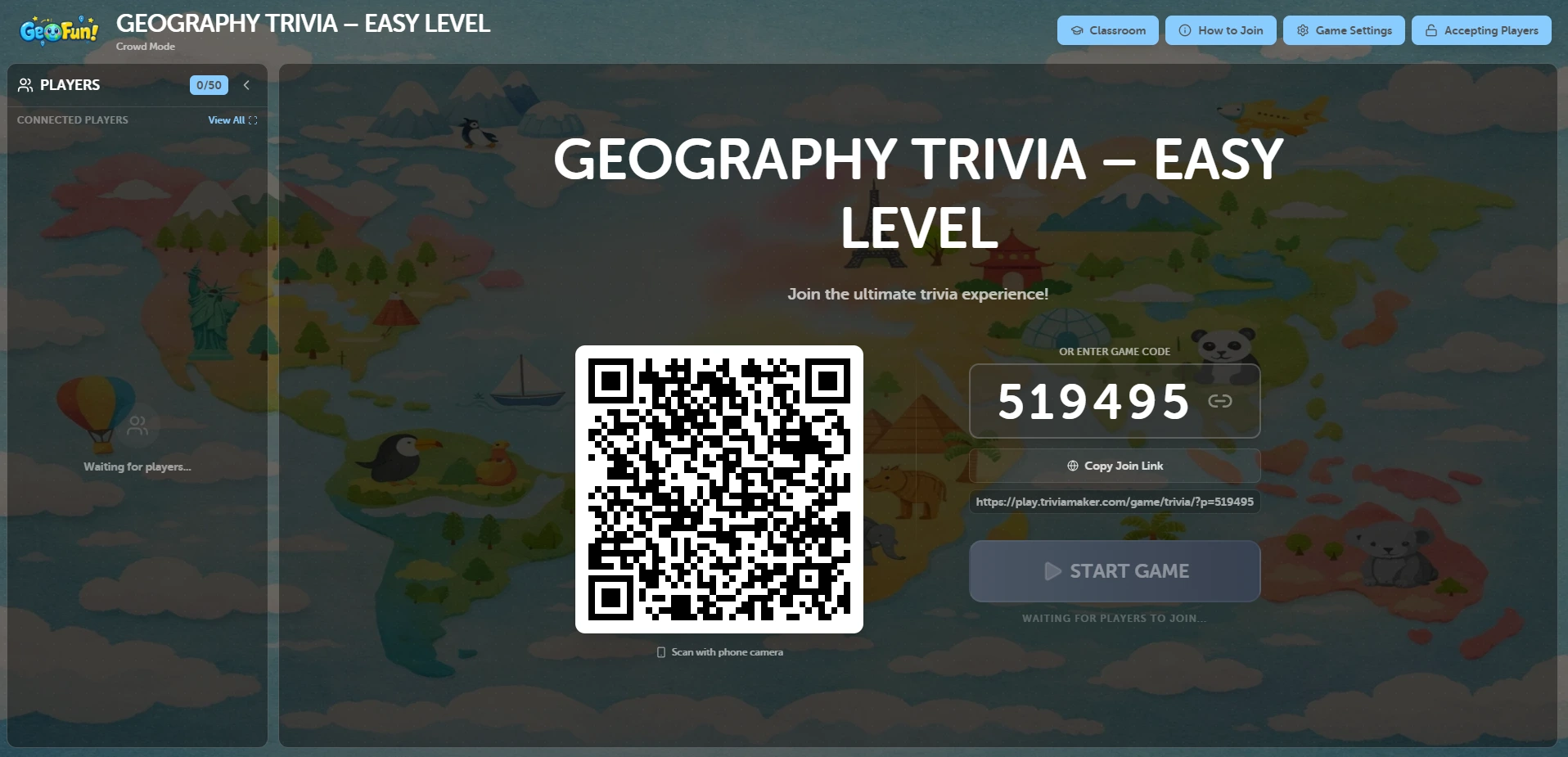 Share join code  -  students join instantly
