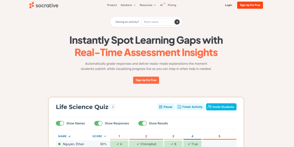 Socrative formative assessment classroom tool